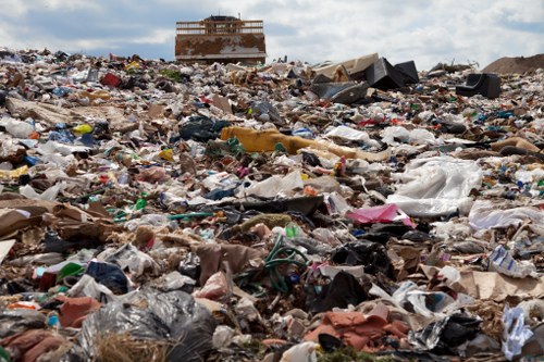 Professional waste management team handling office waste